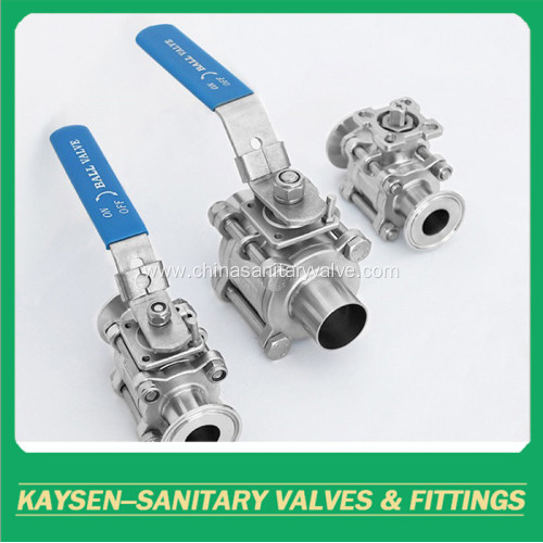 3A/DIN Sanitary ball valves welding 3PC non-rentention